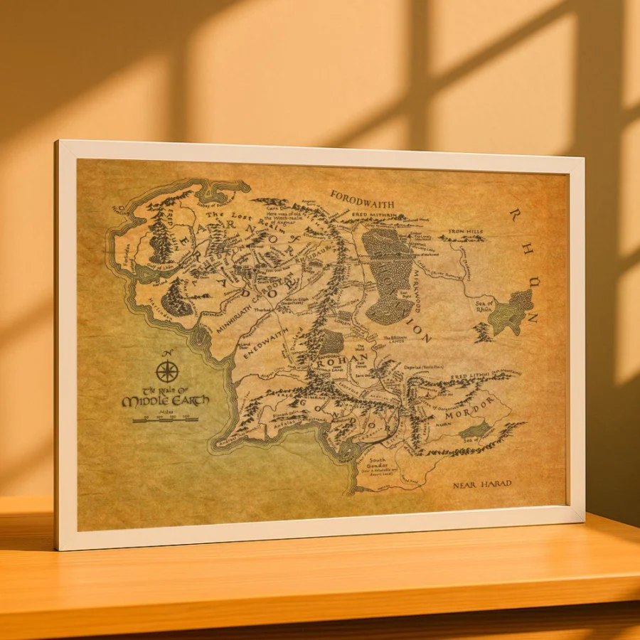 Cuadro de Mapa de la Tierra Media - El Señor de los Anillos