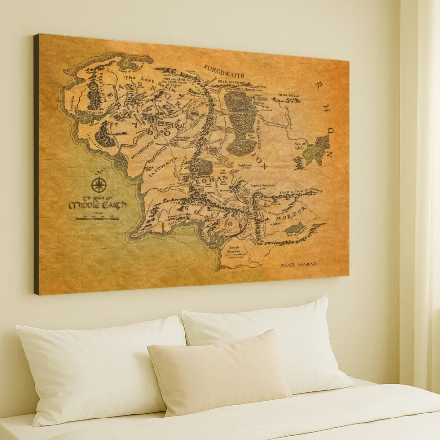 Cuadro de Mapa de la Tierra Media - El Señor de los Anillos