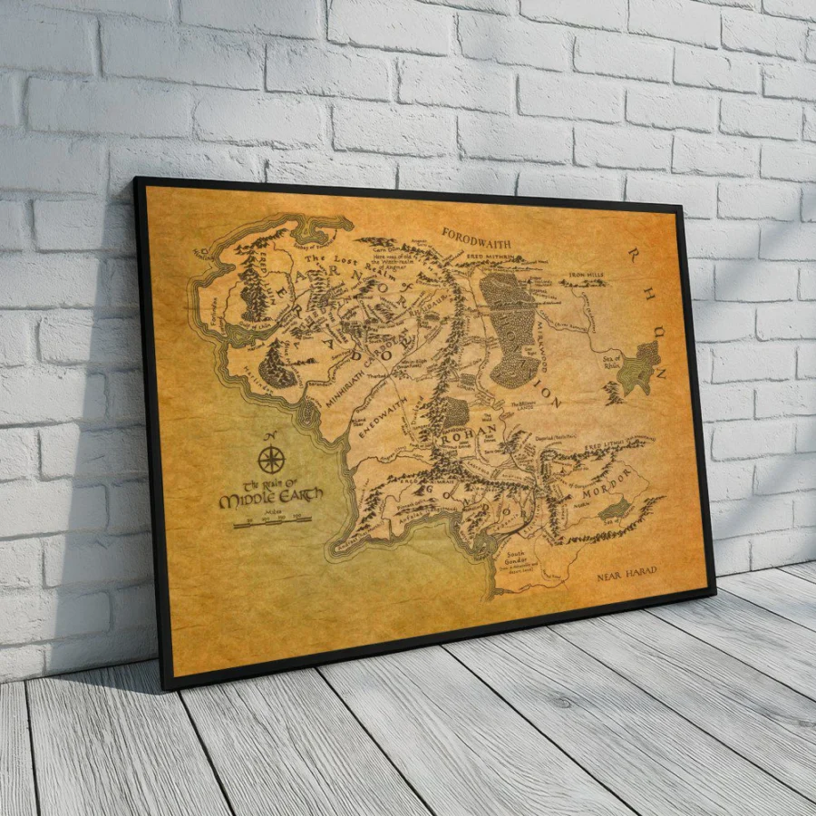 Cuadro de Mapa de la Tierra Media - El Señor de los Anillos