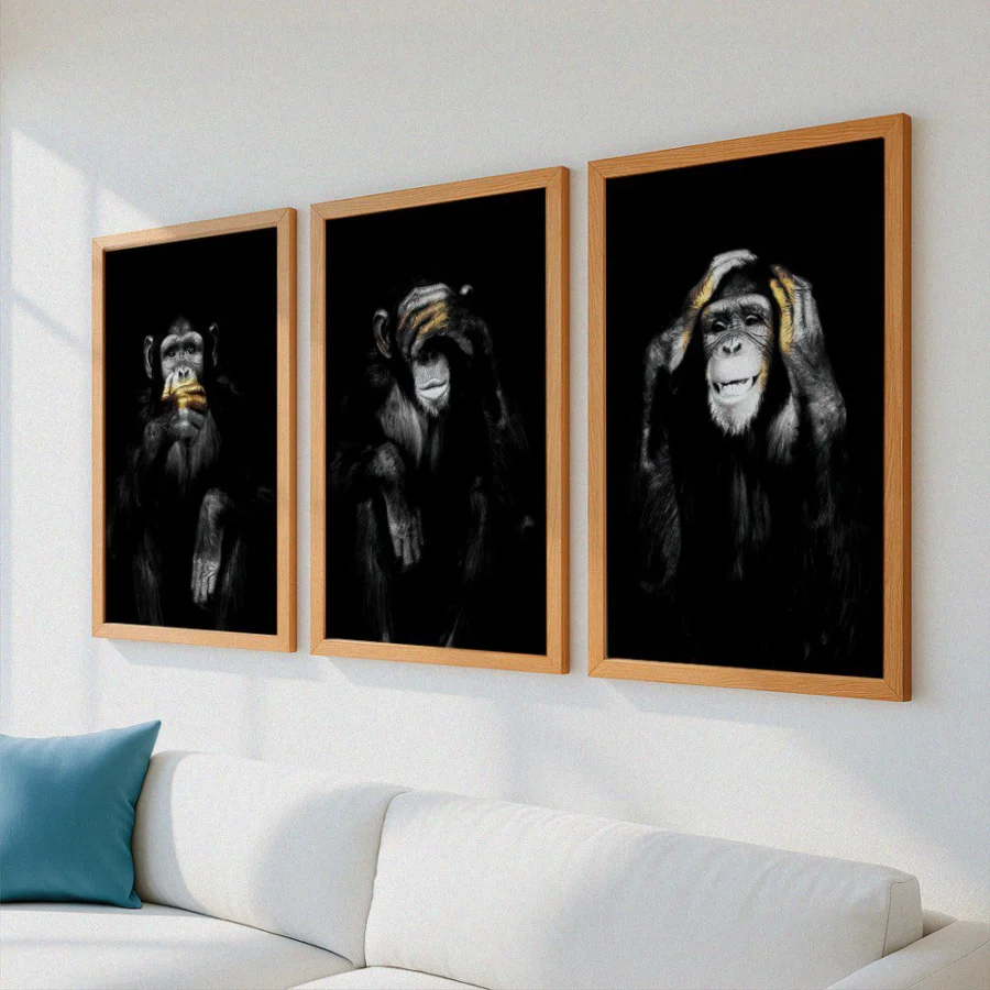 Mural Triptico Monos