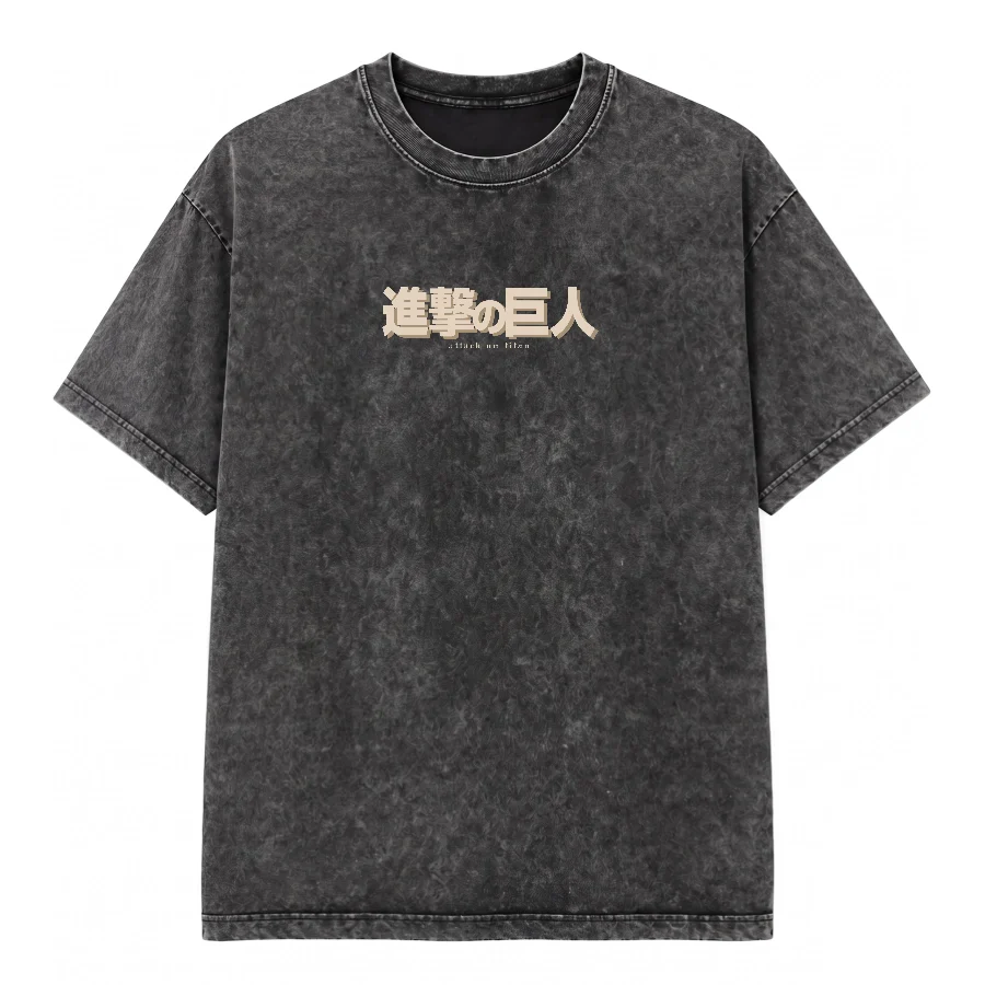 Remera Acid Wash de Attack on Titan